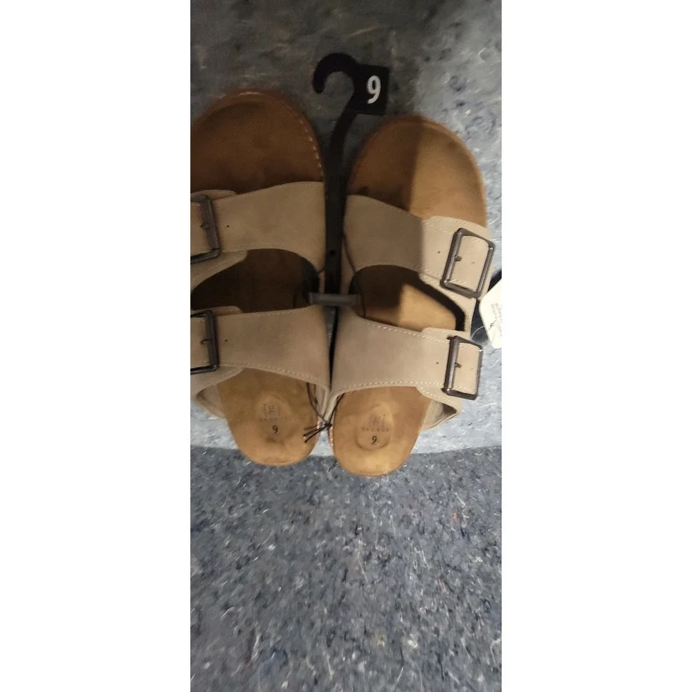 George Men's Hip Strap Sandals Taupe Size 9 NWT